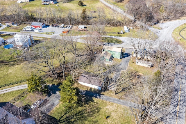 aerial view featuring a rural view