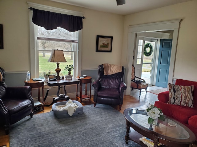 view of tiled living area