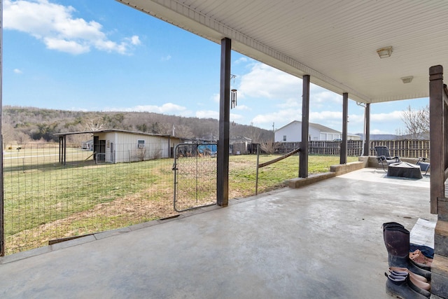 view of patio featuring a fenced backyard