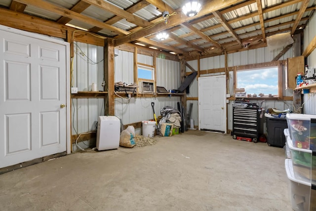 interior space with metal wall