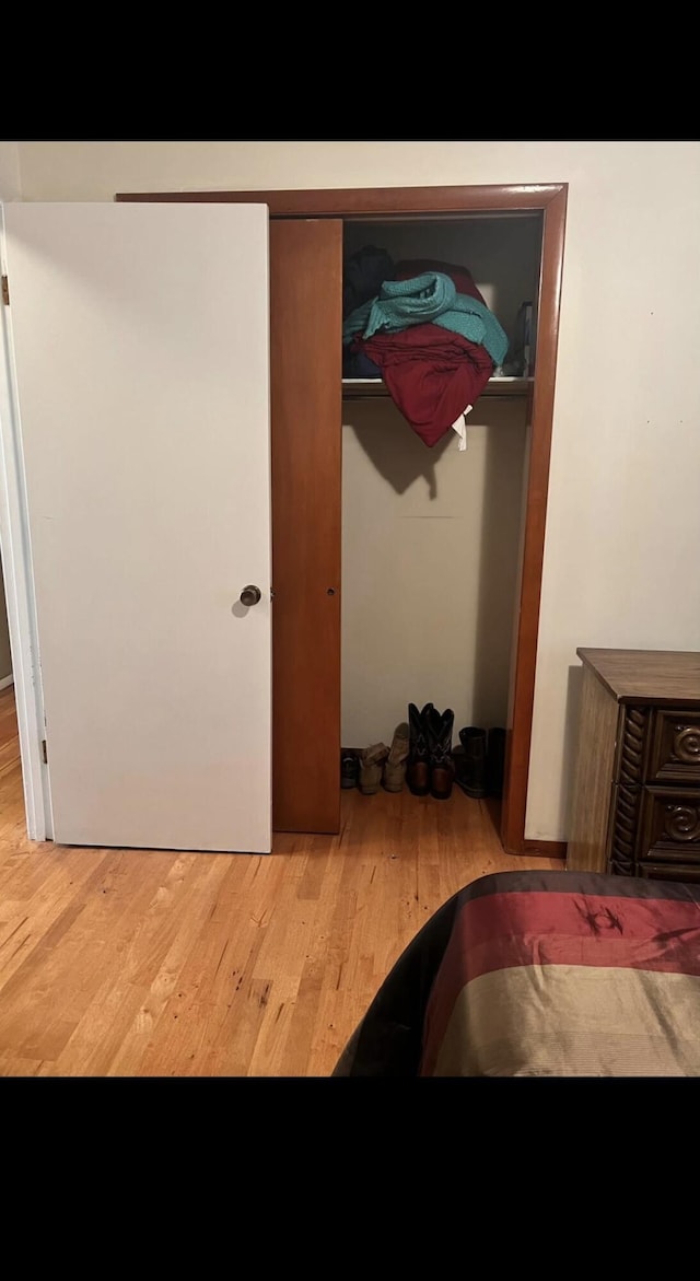 bedroom featuring a closet and wood finished floors