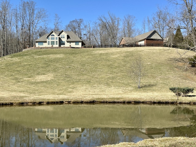 exterior space featuring a water view