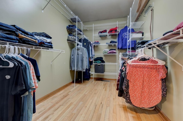 walk in closet featuring wood-type flooring