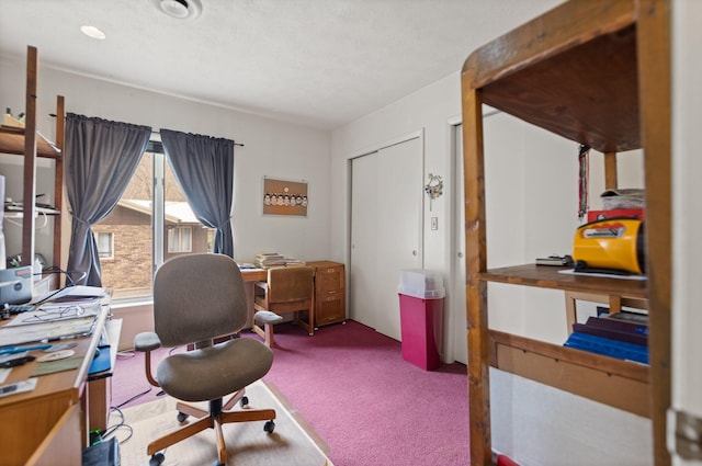 home office featuring carpet flooring