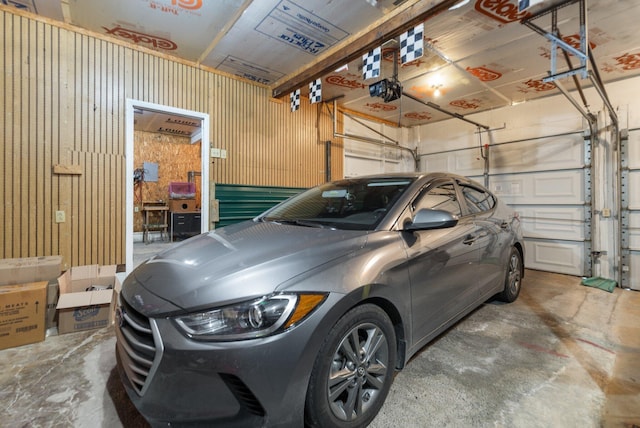 garage with a garage door opener