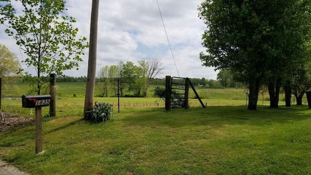 view of yard with a rural view