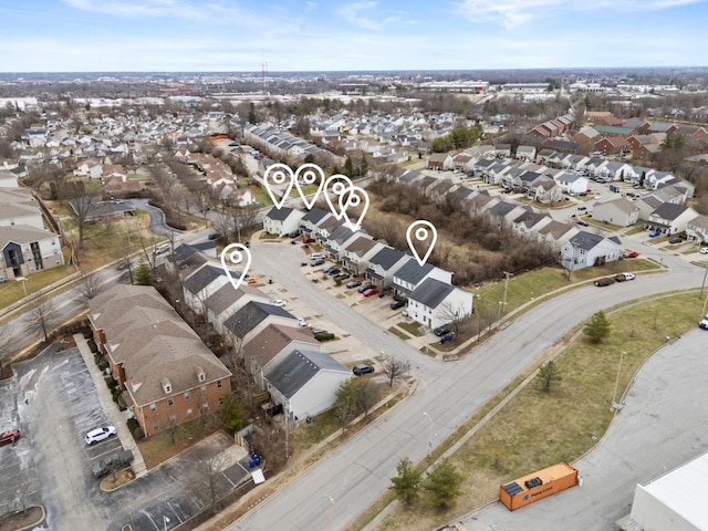 bird's eye view featuring a residential view