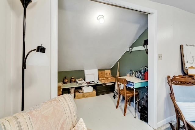 office space featuring vaulted ceiling