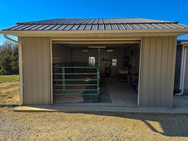 exterior space featuring a garage