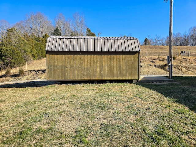 view of shed featuring a rural view