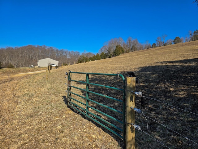 view of gate with a rural view