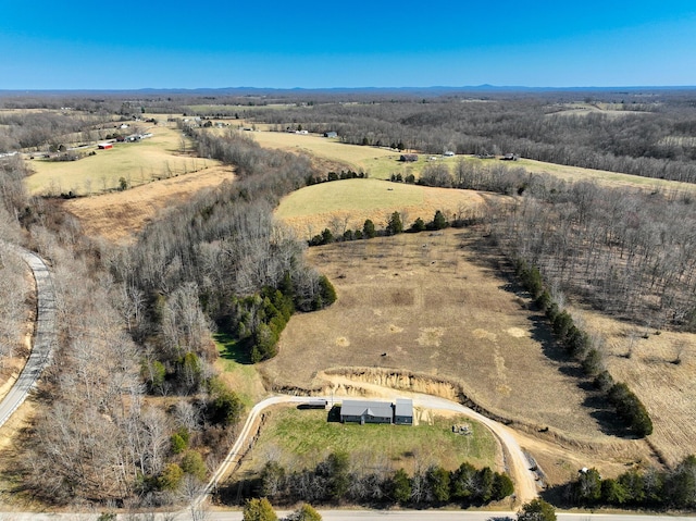 drone / aerial view featuring a rural view