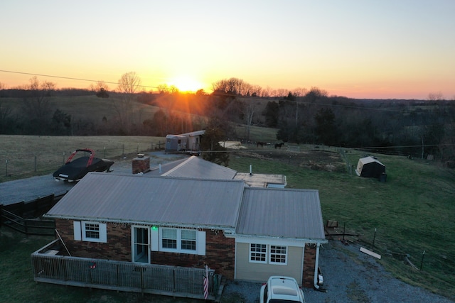 exterior space with a rural view