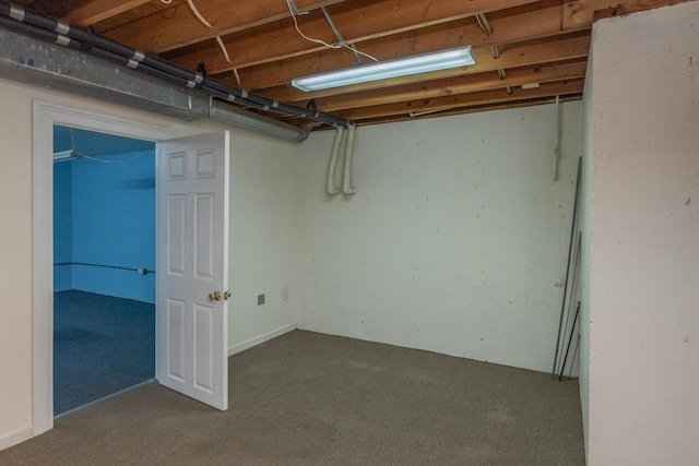 view of unfinished basement