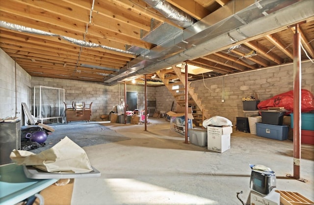 view of unfinished basement