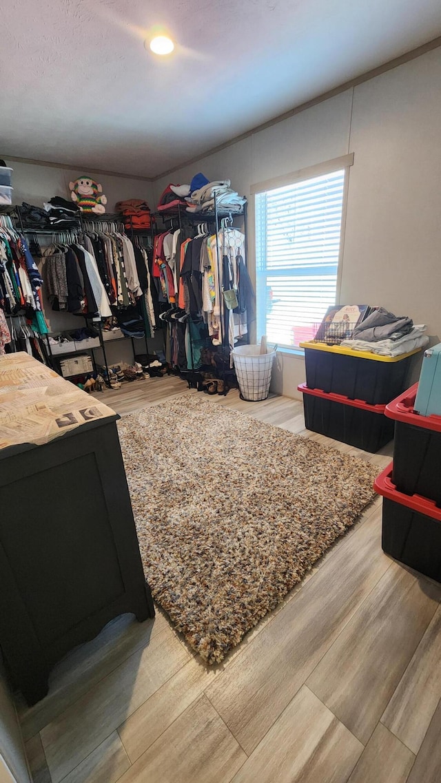 spacious closet with wood finished floors