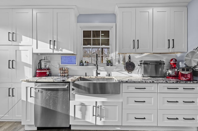 4200 Grays Run Pike, Cynthiana, KY 41031 - kitchen with white cabinets, dishwasher, light stone countertops, and a sink