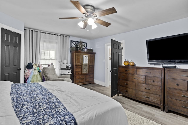 4200 Grays Run Pike, Cynthiana, KY 41031 - bedroom featuring baseboards, light wood-style floors, and a ceiling fan