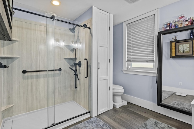 4200 Grays Run Pike, Cynthiana, KY 41031 - full bath featuring baseboards, wood finished floors, toilet, and a stall shower