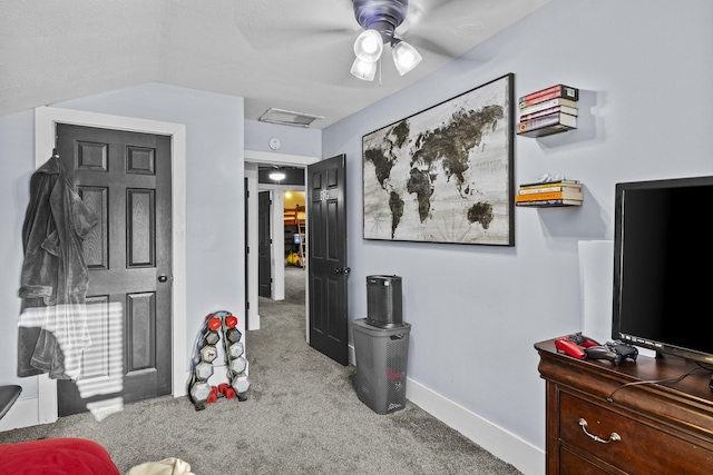 4200 Grays Run Pike, Cynthiana, KY 41031 - bedroom with baseboards, carpet floors, visible vents, and a ceiling fan