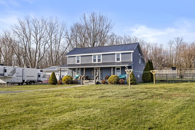 4200 Grays Run Pike, Cynthiana, KY 41031 - view of front of home featuring a front lawn, fence, covered porch, and metal roof