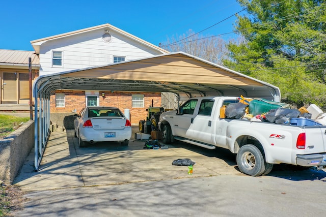 view of parking / parking lot featuring a detached carport