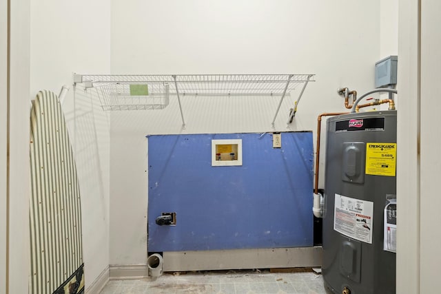 utility room featuring water heater