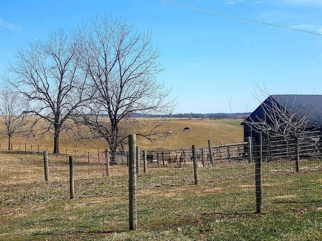 view of yard featuring fence and a rural view