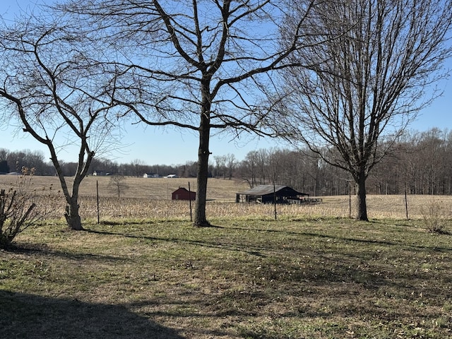 view of yard with a rural view