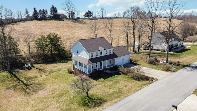 aerial view with a rural view