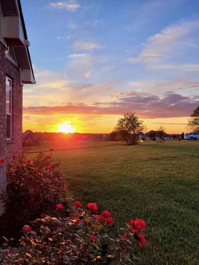 view of yard at dusk