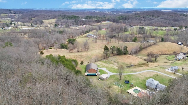 drone / aerial view with a rural view