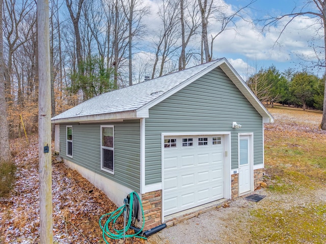 view of detached garage