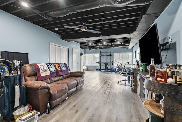 living area with wood finished floors