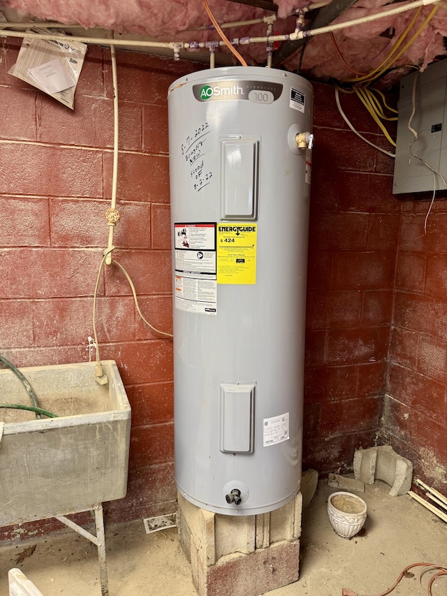 utilities with electric panel and water heater