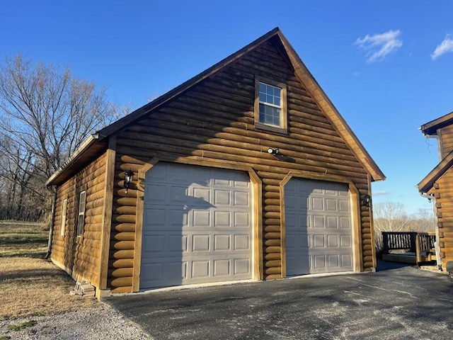 view of detached garage