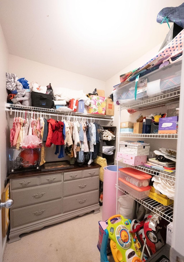 spacious closet featuring carpet floors