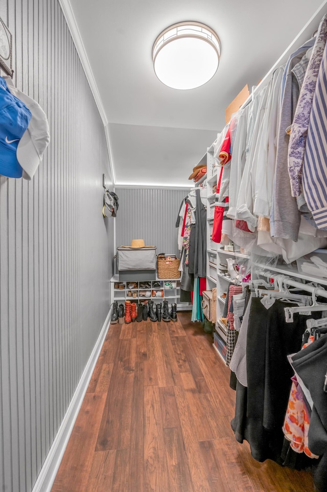 spacious closet featuring wood finished floors