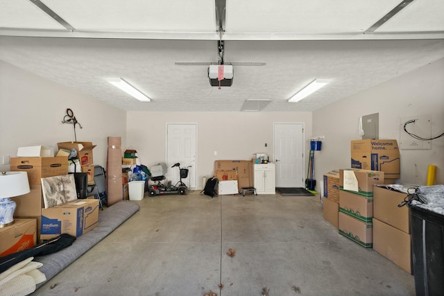 garage with a garage door opener