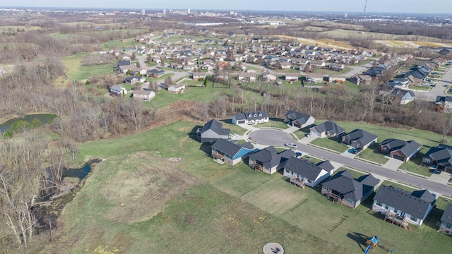 drone / aerial view with a residential view