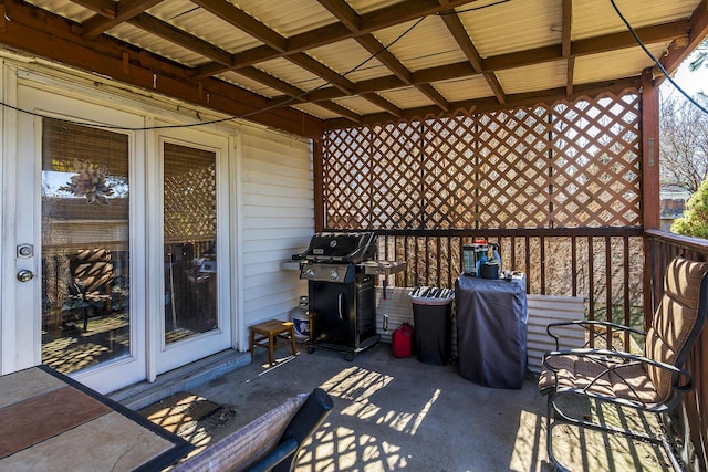 view of patio with a grill