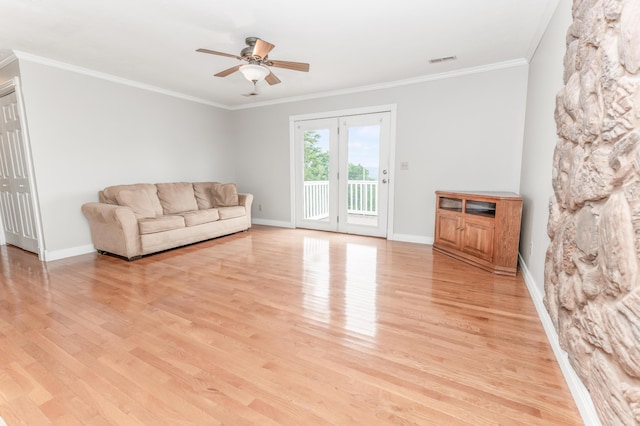 1276 Garland Rd, Burnside, KY 42519 - living area with light wood-style flooring, ceiling fan, and crown molding
