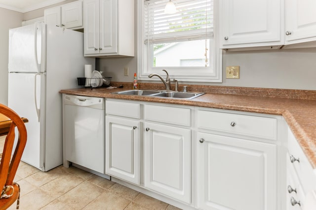 1276 Garland Rd, Burnside, KY 42519 - kitchen with white appliances, white cabinets, and ornamental molding