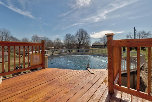 exterior space featuring a fenced in pool