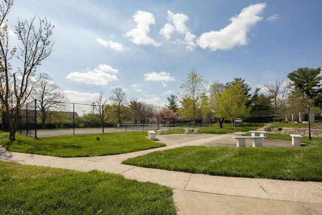 surrounding community featuring fence and a lawn