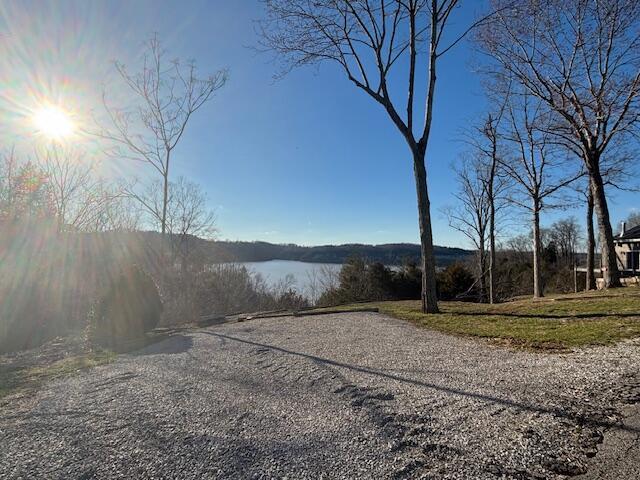 view of road with a water view