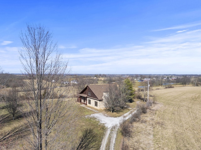 aerial view featuring a rural view