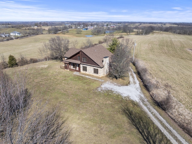 aerial view with a rural view