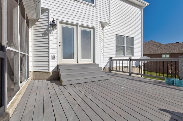 wooden deck with entry steps