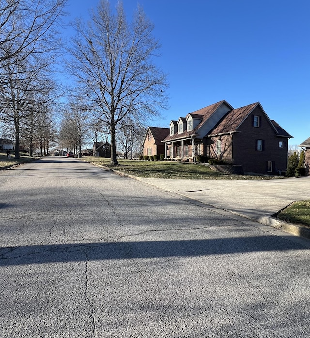 view of street with curbs